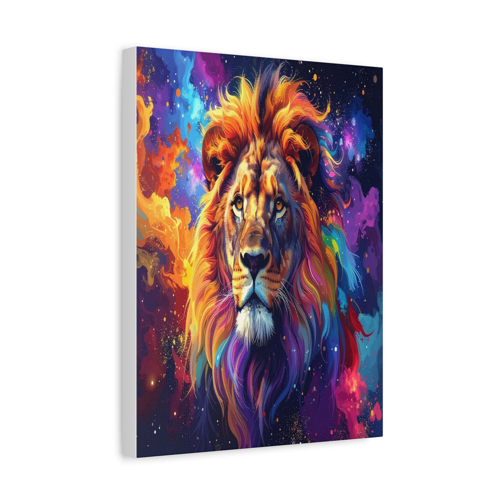 Cosmic Mane: Celestial Lion Portrait, Digital Cosmic Artwork - L’Art Suprême Canvas