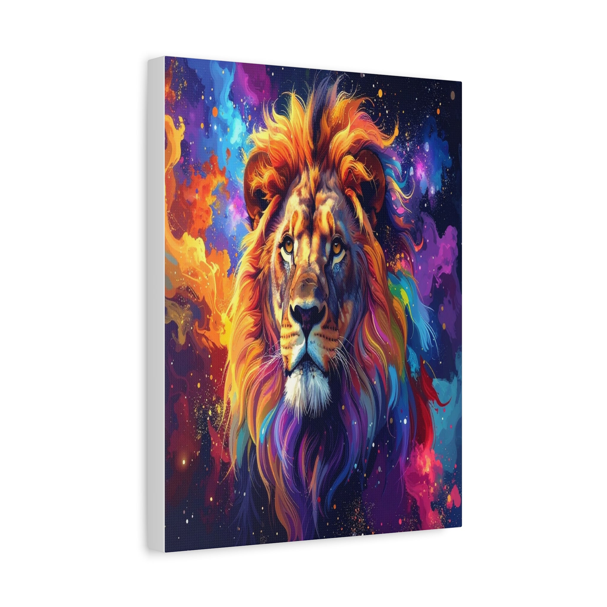 Cosmic Mane: Celestial Lion Portrait, Digital Cosmic Artwork - L’Art Suprême Canvas