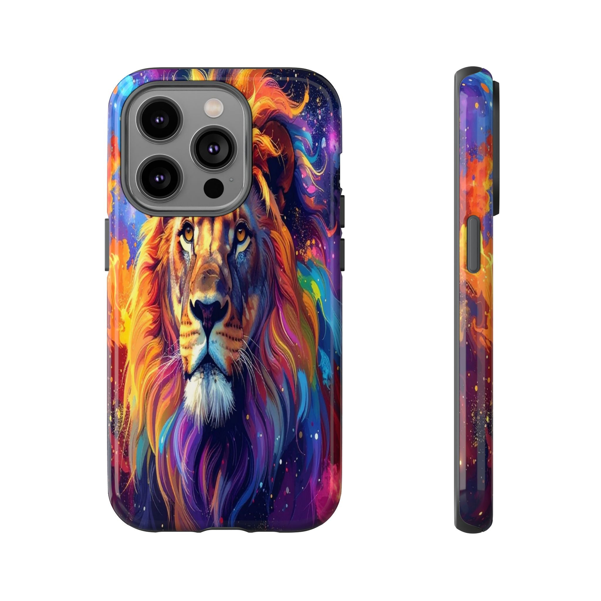 Cosmic Mane: Celestial Lion Portrait, Psychedelic Wildlife Art - L’Art Suprême Phone Case