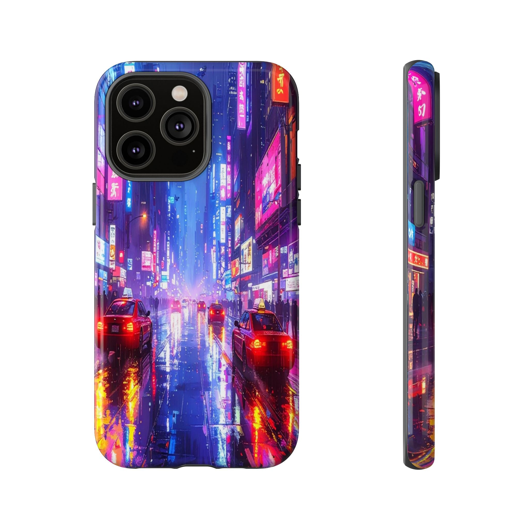 Neon Dystopia: Cyberpunk Metropolis, Urban Night Reflections - L’Art Suprême Phone Case