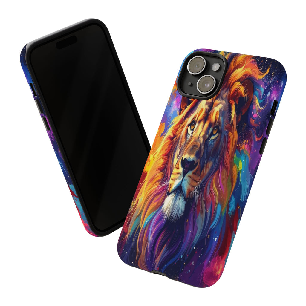 Cosmic Mane: Celestial Lion Portrait, Psychedelic Wildlife Art - L’Art Suprême Phone Case