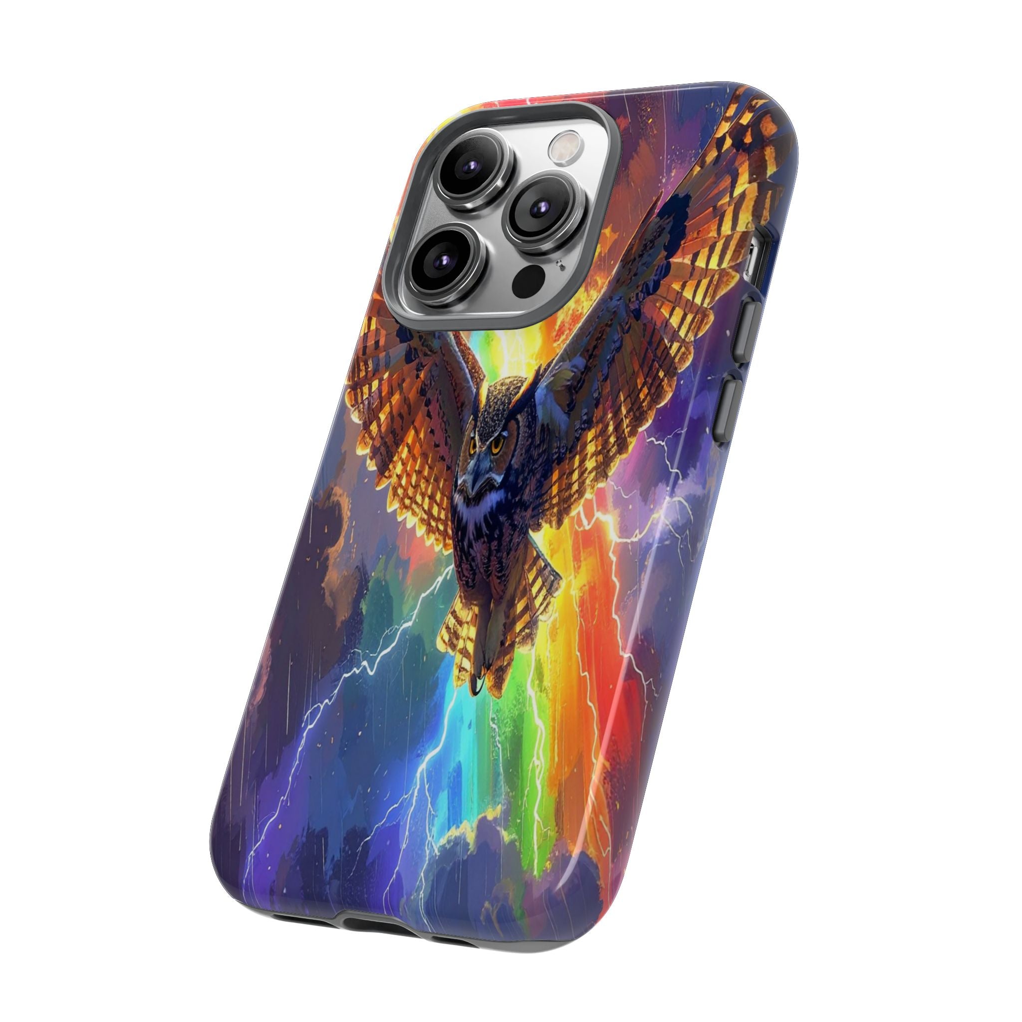 Thunderwing: Ethereal Owl in Electric Storm, Digital Fantasy Artwork - L’Art Suprême Phone Case