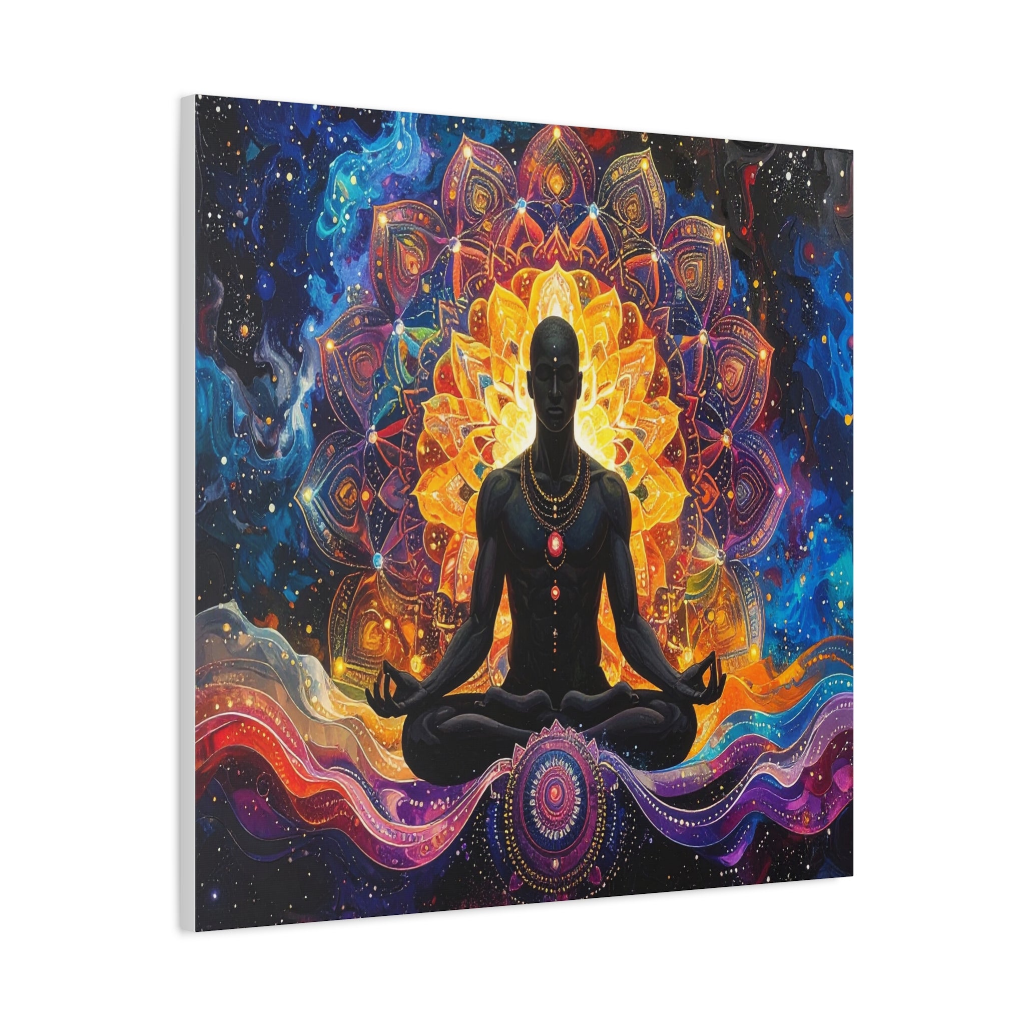 Cosmic Meditation: Spiritual Awakening through Mandala Art, Transcendent Chakra Visualization - L’Art Suprême Canvas