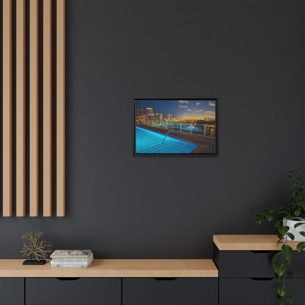 "Skyline Reflections" – Framed Canvas Print
