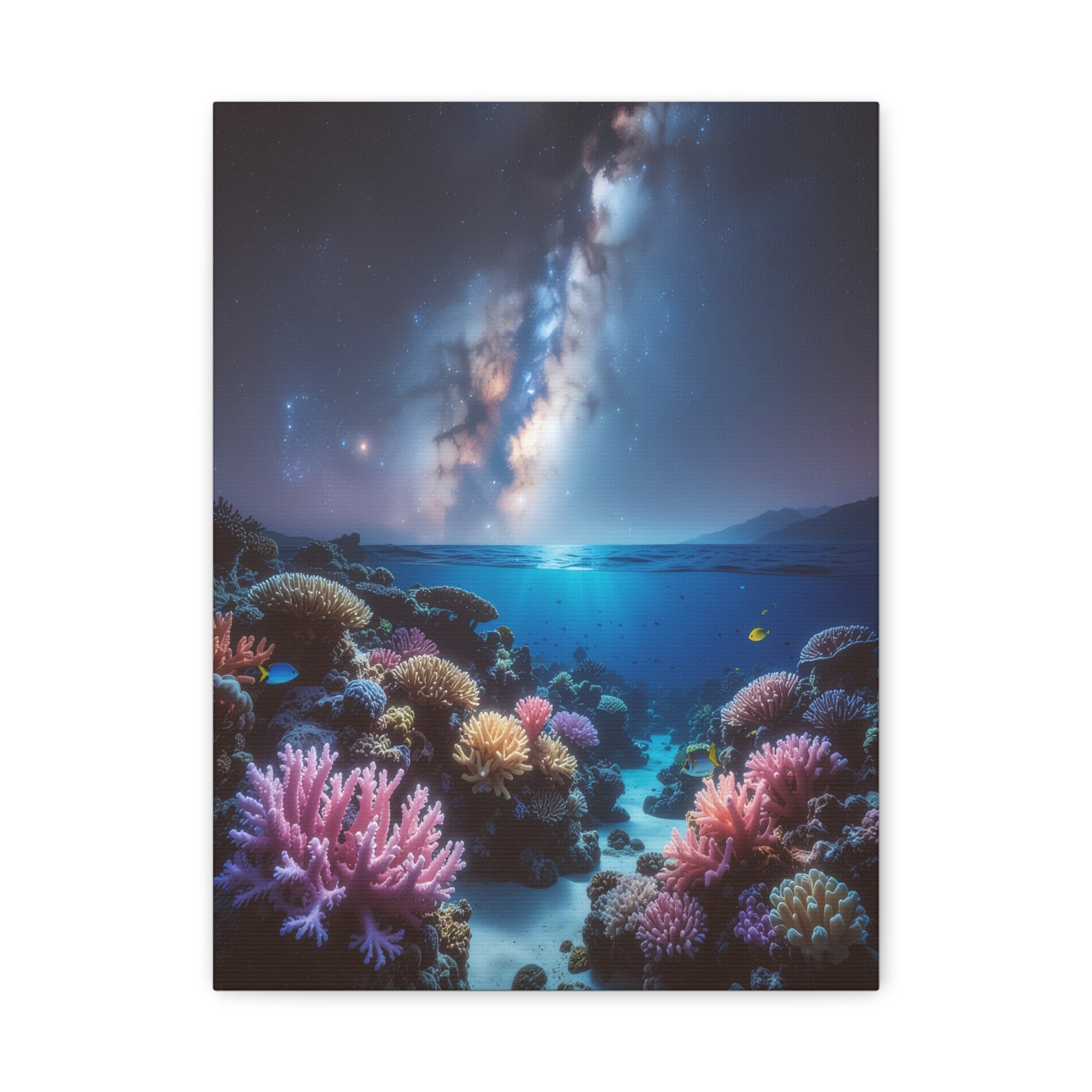 Cosmic Reef Harmony: Underwater Seascape Panorama, Milky Way Marine Dreamscape - L’Art Suprême Canvas