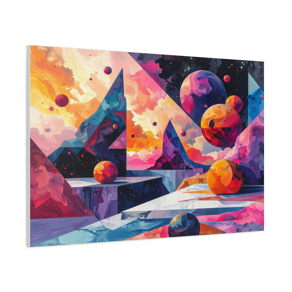 Cosmic Geometry: Dimensional Kaleidoscope, Digital Abstract Landscape - L’Art Suprême Canvas
