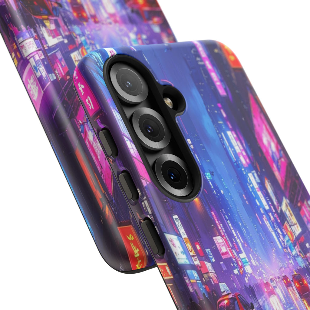 Neon Dystopia: Cyberpunk Metropolis, Urban Night Reflections - L’Art Suprême Phone Case