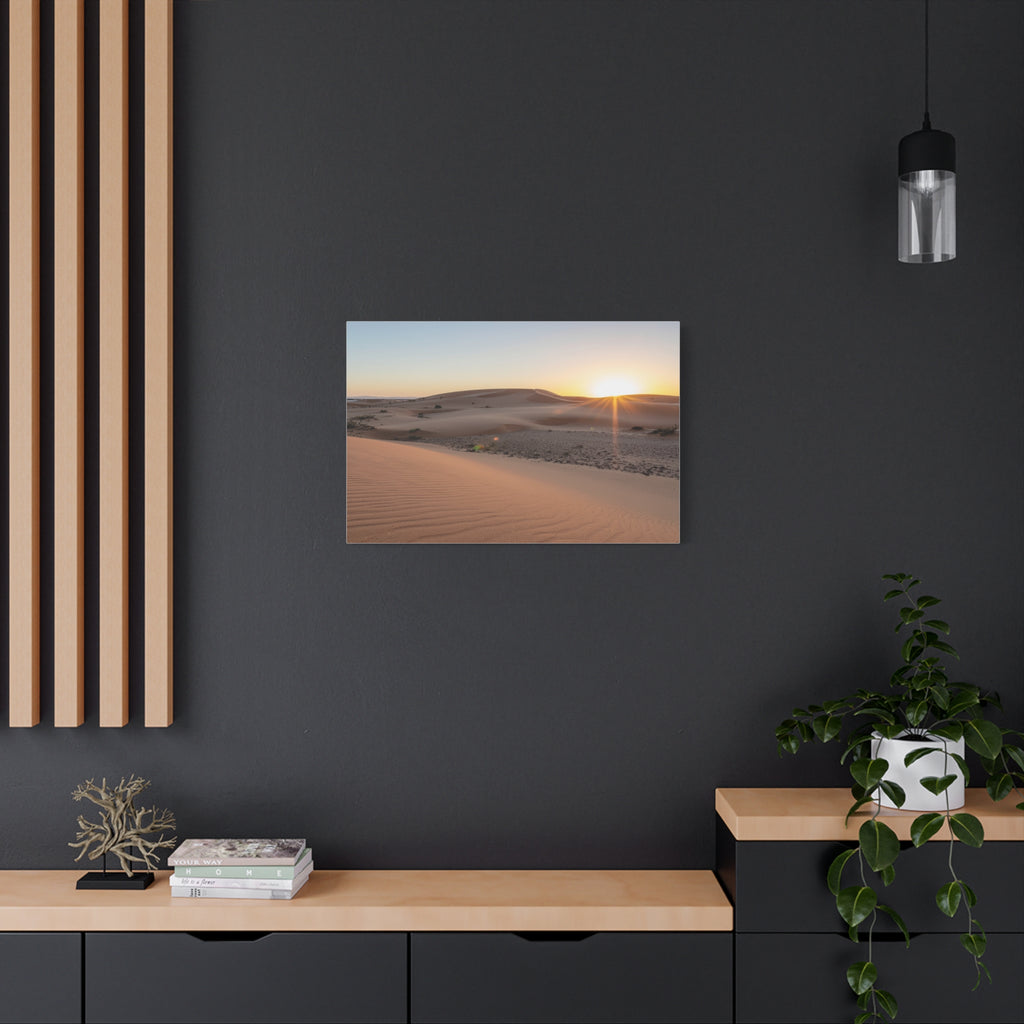 Daybreak in the Desert: Golden Sands at Sunrise, Arid Landscape Panorama - L’Art Suprême Canvas