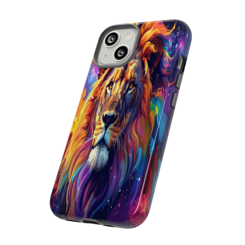 Cosmic Mane: Celestial Lion Portrait, Psychedelic Wildlife Art - L’Art Suprême Phone Case