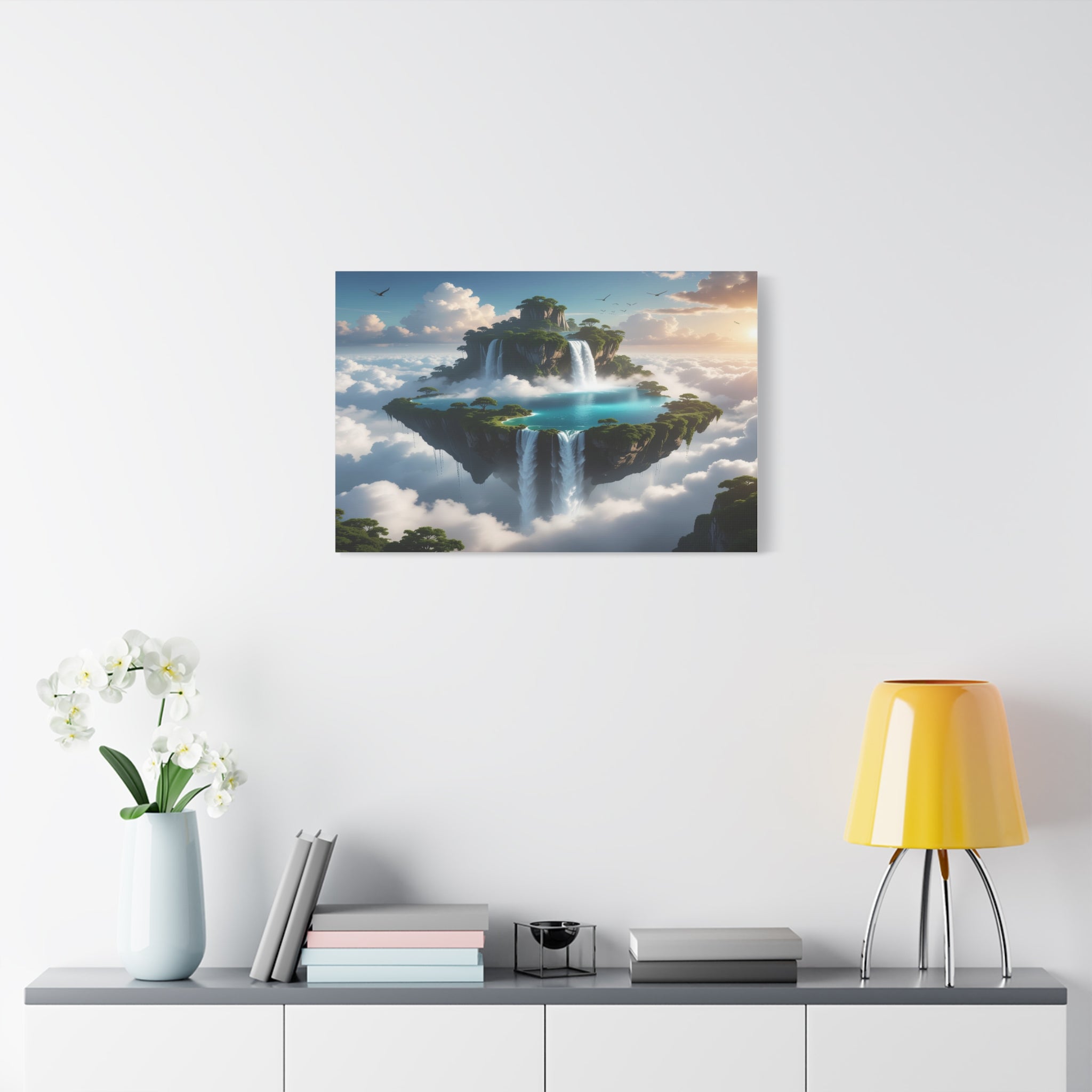 Celestial Archipelago: Floating Worlds of Mist and Stone, Digital Fantasy Landscape - L’Art Suprême Canvas