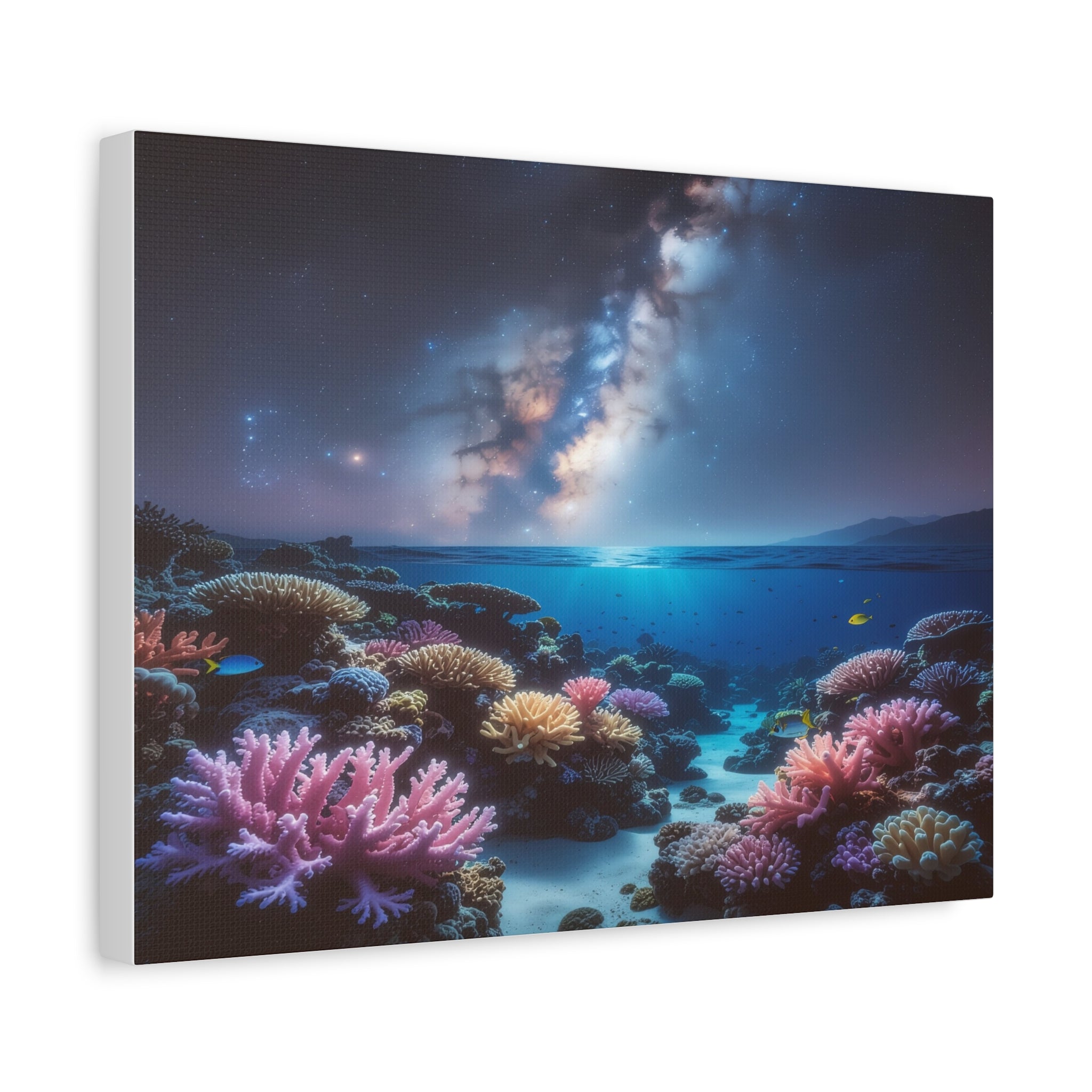 Cosmic Reef Harmony: Underwater Seascape Panorama, Milky Way Marine Dreamscape - L’Art Suprême Canvas