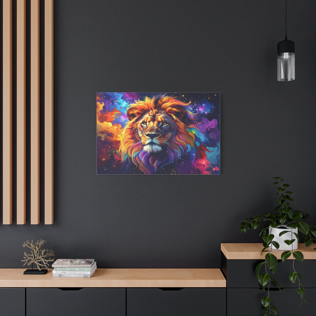 Cosmic Mane: Celestial Lion Portrait, Digital Cosmic Artwork - L’Art Suprême Canvas