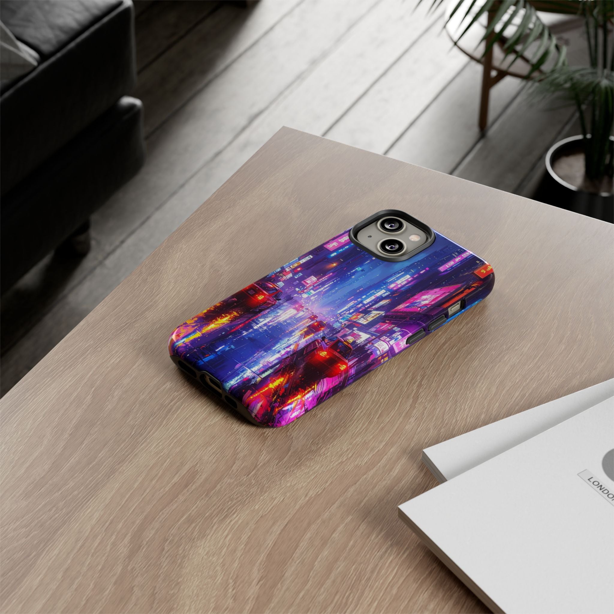 Neon Dystopia: Cyberpunk Metropolis, Urban Night Reflections - L’Art Suprême Phone Case