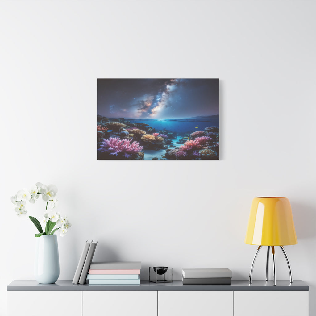 Cosmic Reef Harmony: Underwater Seascape Panorama, Milky Way Marine Dreamscape - L’Art Suprême Canvas