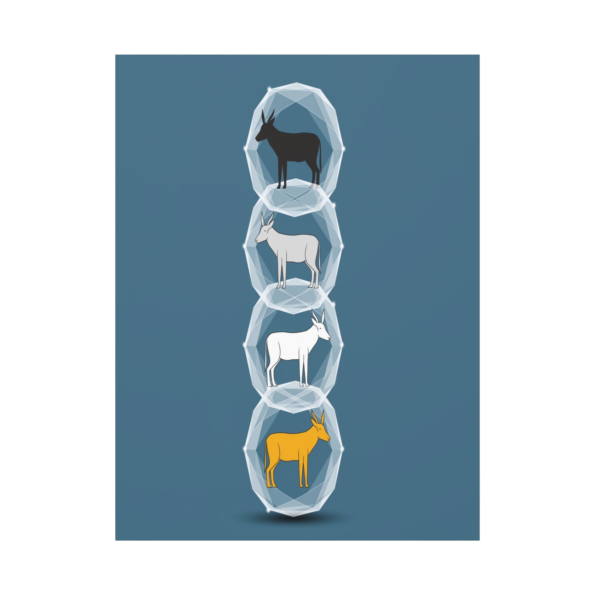 Encapsulated Ascent: Geometric Animal Silhouettes, Minimal Vertical Progression - L’Art Suprême Canvas