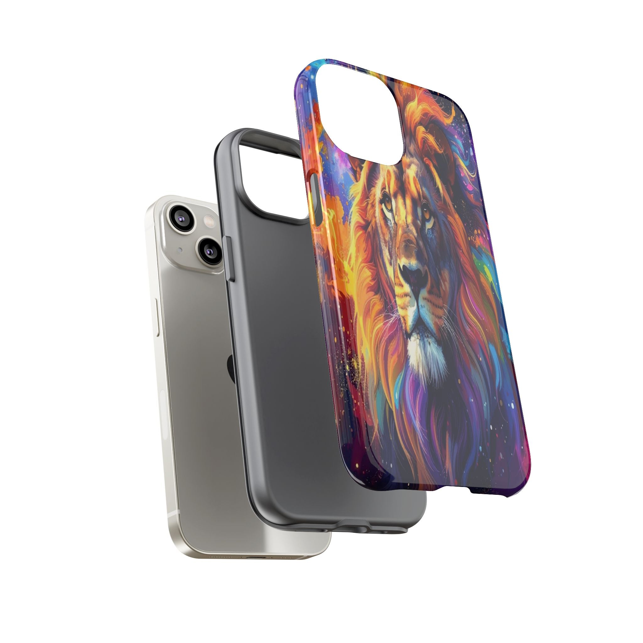 Cosmic Mane: Celestial Lion Portrait, Psychedelic Wildlife Art - L’Art Suprême Phone Case