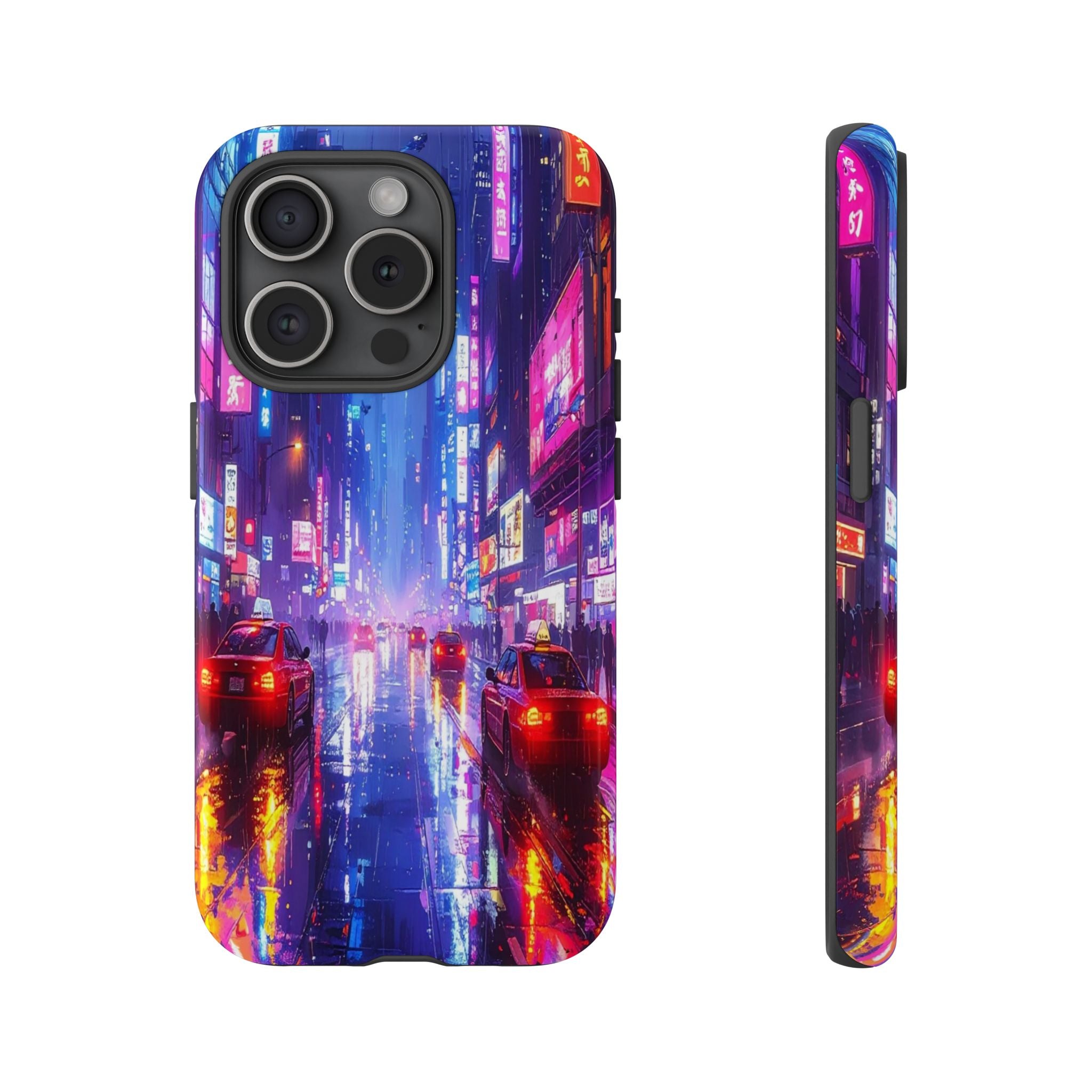 Neon Dystopia: Cyberpunk Metropolis, Urban Night Reflections - L’Art Suprême Phone Case