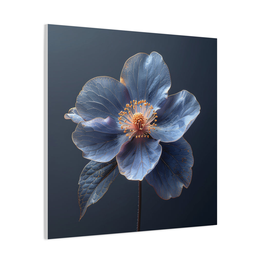 Ethereal Blue: Macro Botanical Photography, Delicate Floral Veins - L’Art Suprême Canvas