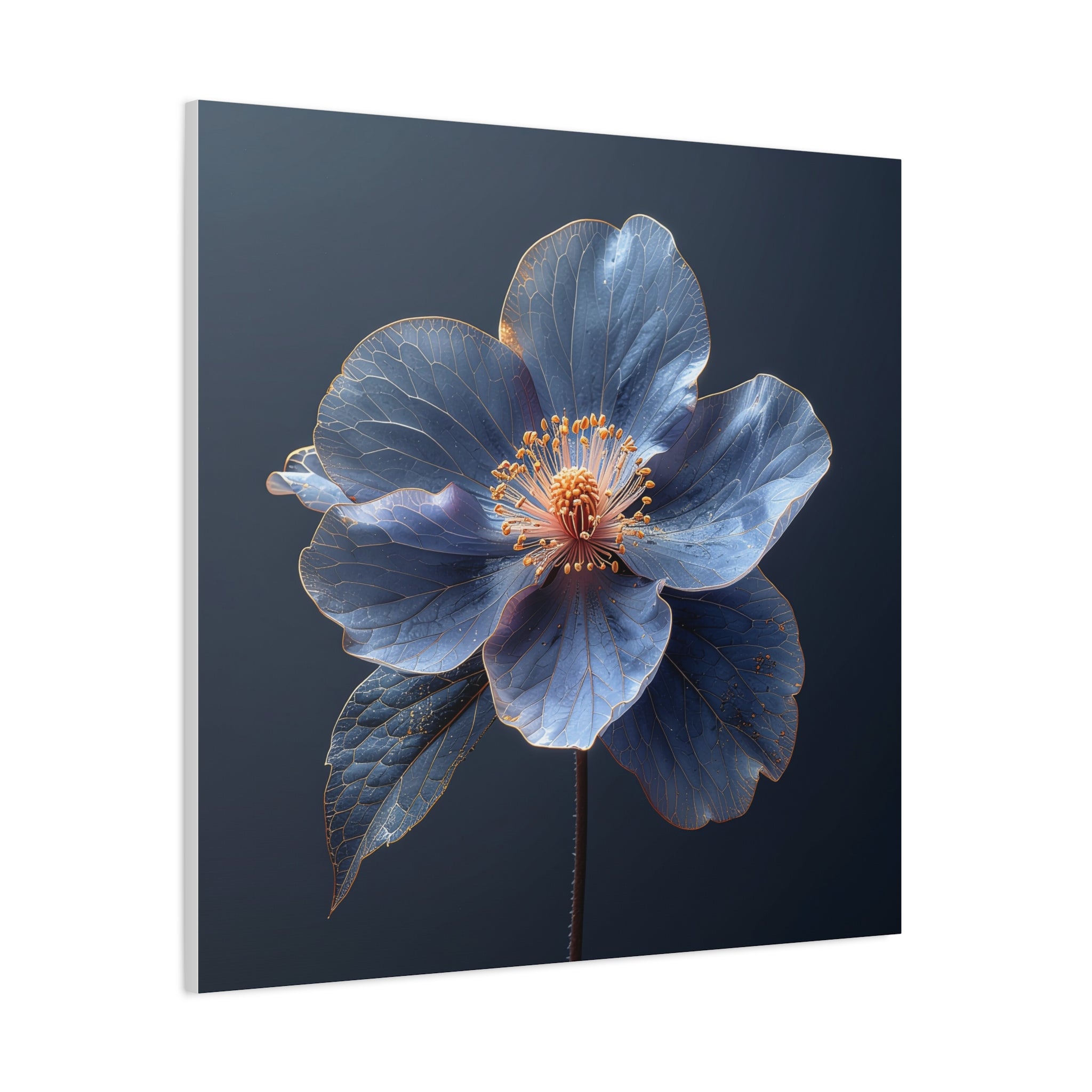 Ethereal Blue: Macro Botanical Photography, Delicate Floral Veins - L’Art Suprême Canvas