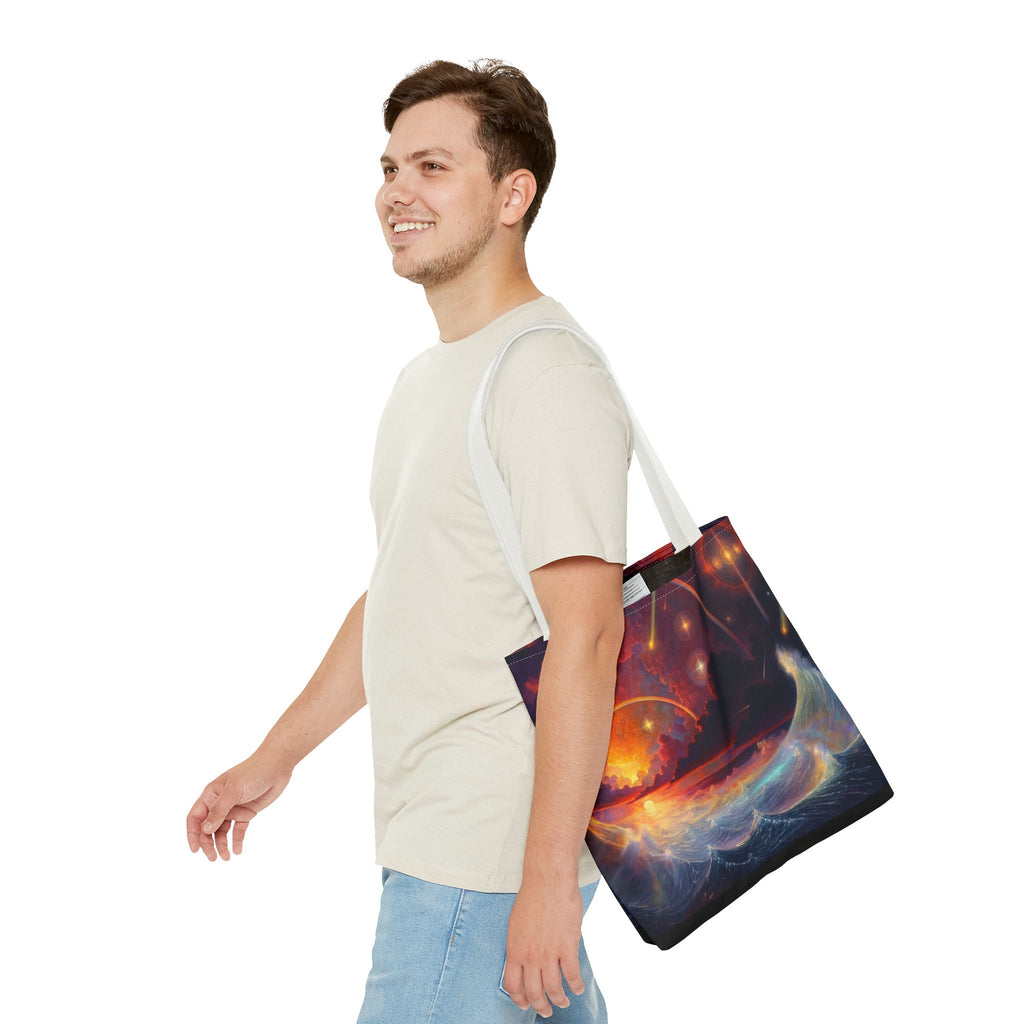 “Celestial Tides” – Cosmic Chaos x Ocean Calm Tote