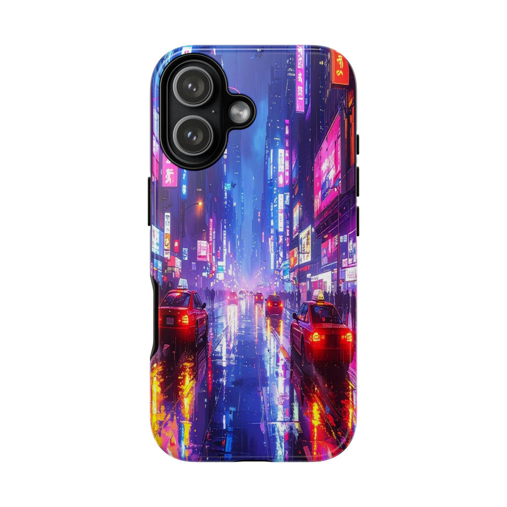 Neon Dystopia: Cyberpunk Metropolis, Urban Night Reflections - L’Art Suprême Phone Case
