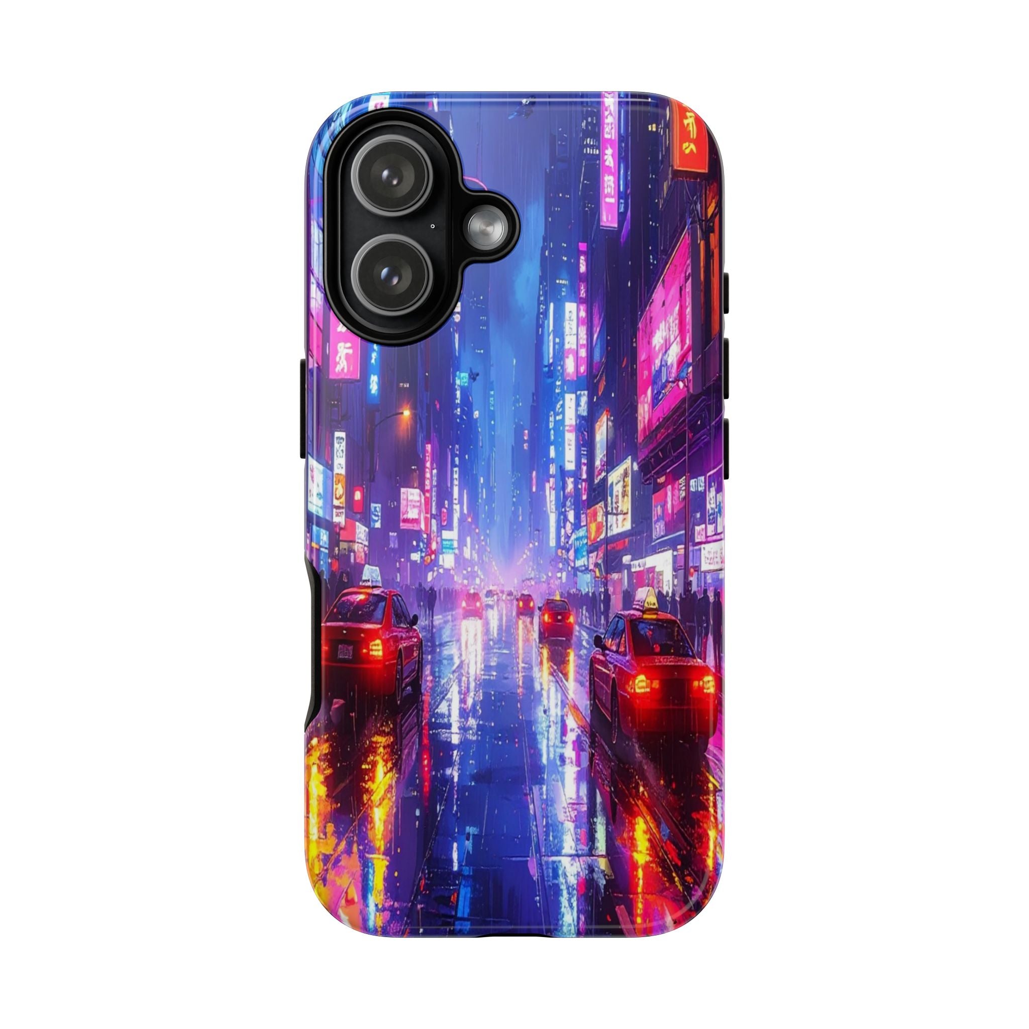 Neon Dystopia: Cyberpunk Metropolis, Urban Night Reflections - L’Art Suprême Phone Case