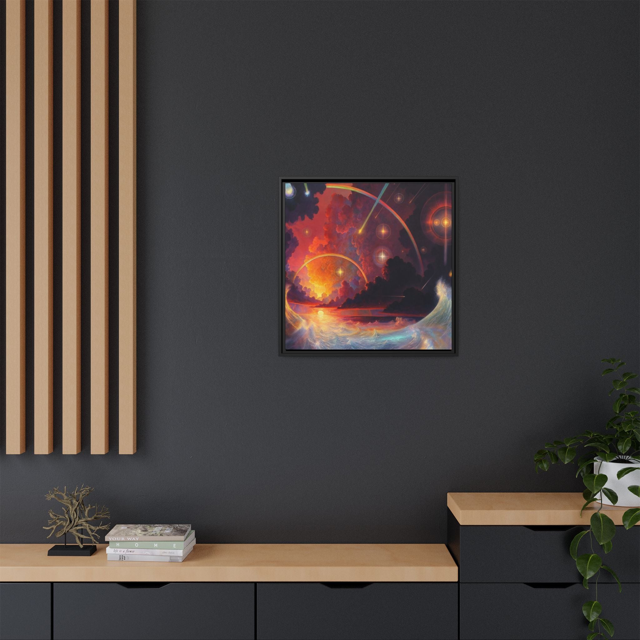 "Celestial Tides" – Framed Canvas Print