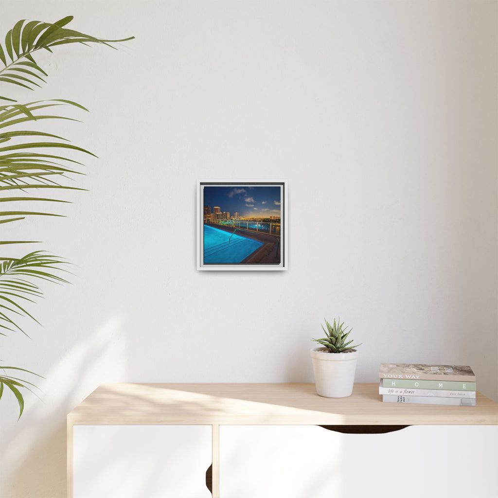 "Skyline Reflections" – Framed Canvas Print