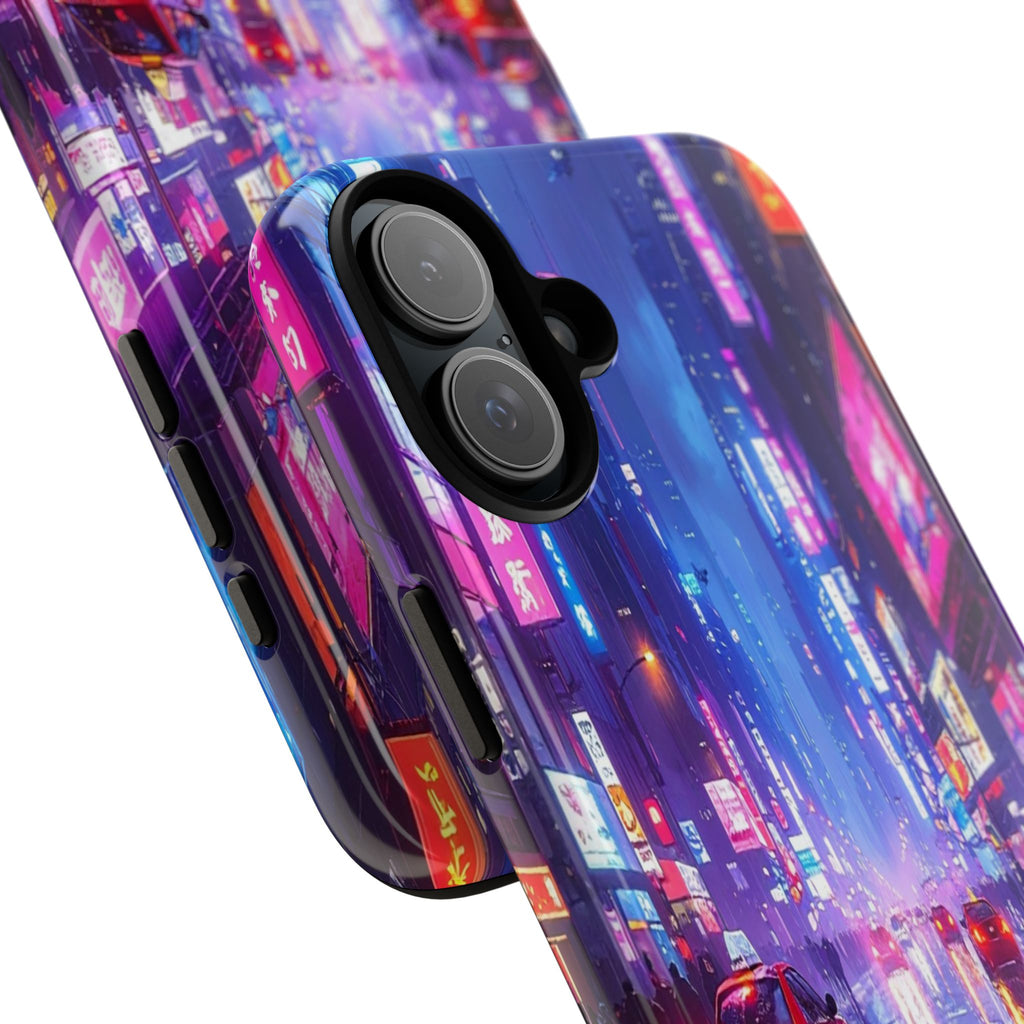 Neon Dystopia: Cyberpunk Metropolis, Urban Night Reflections - L’Art Suprême Phone Case