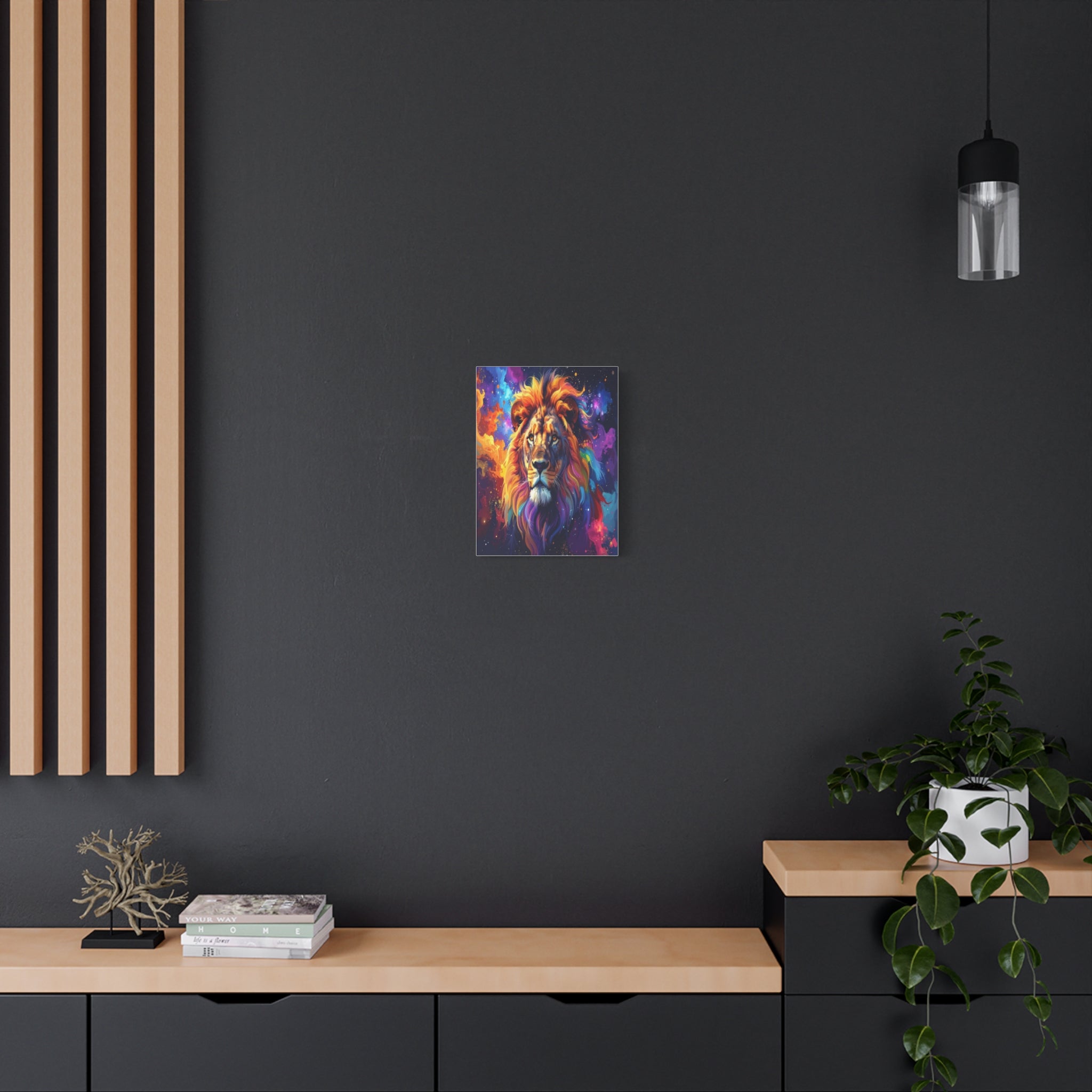 Cosmic Mane: Celestial Lion Portrait, Digital Cosmic Artwork - L’Art Suprême Canvas