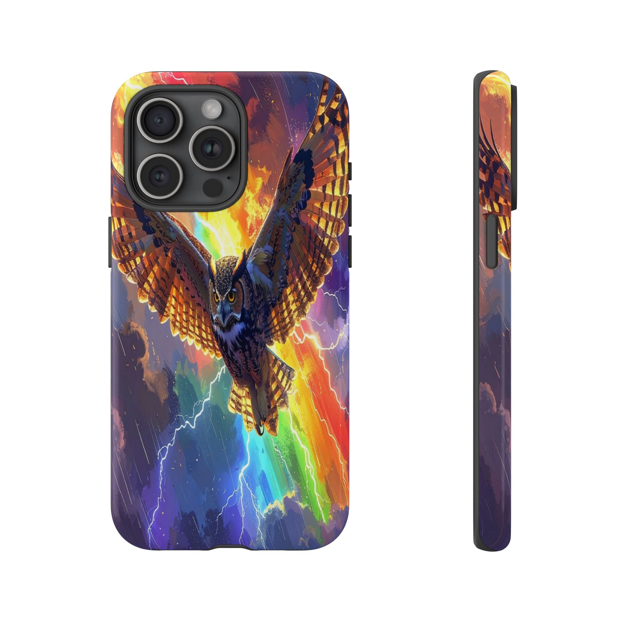 Thunderwing: Ethereal Owl in Electric Storm, Digital Fantasy Artwork - L’Art Suprême Phone Case