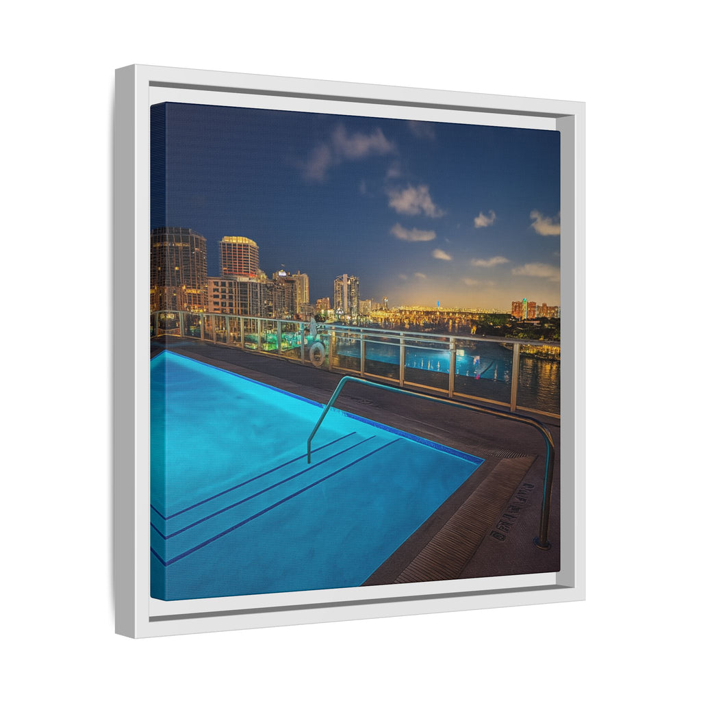 "Skyline Reflections" – Framed Canvas Print