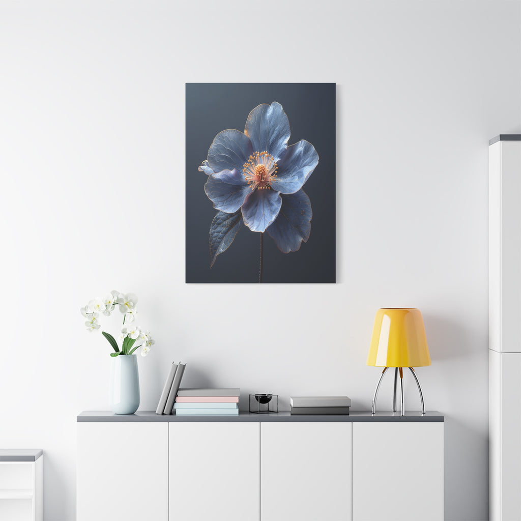 Ethereal Blue: Macro Botanical Photography, Delicate Floral Veins - L’Art Suprême Canvas