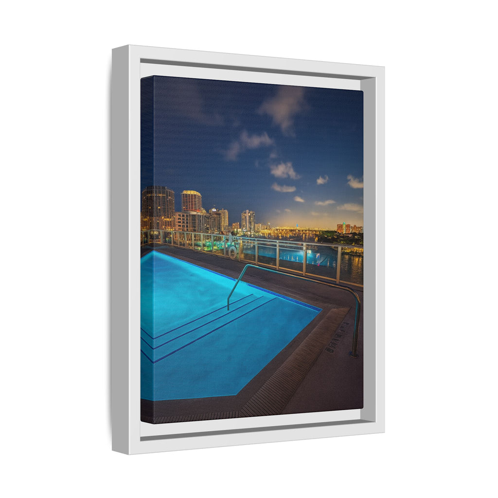 "Skyline Reflections" – Framed Canvas Print