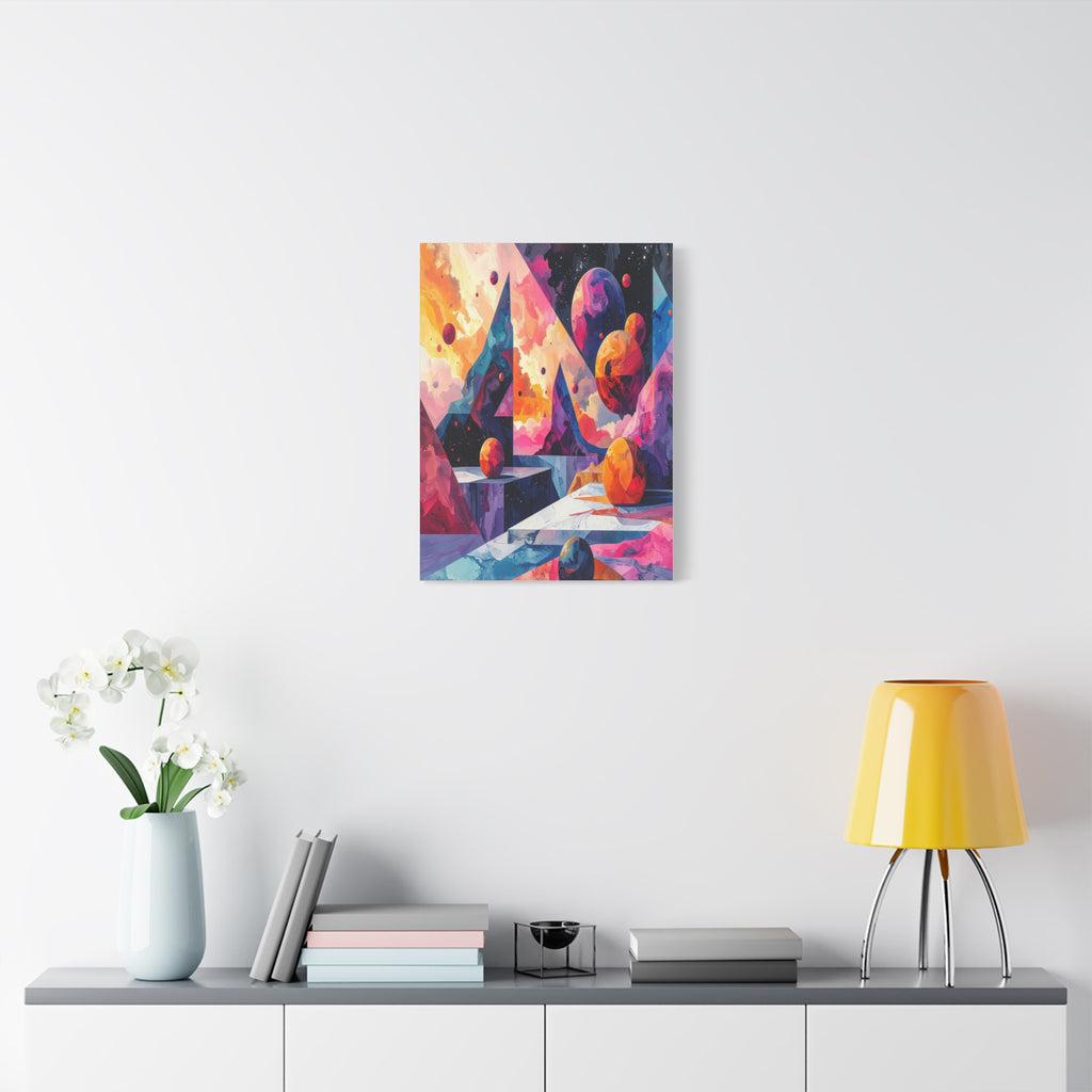 Cosmic Geometry: Dimensional Kaleidoscope, Digital Abstract Landscape - L’Art Suprême Canvas