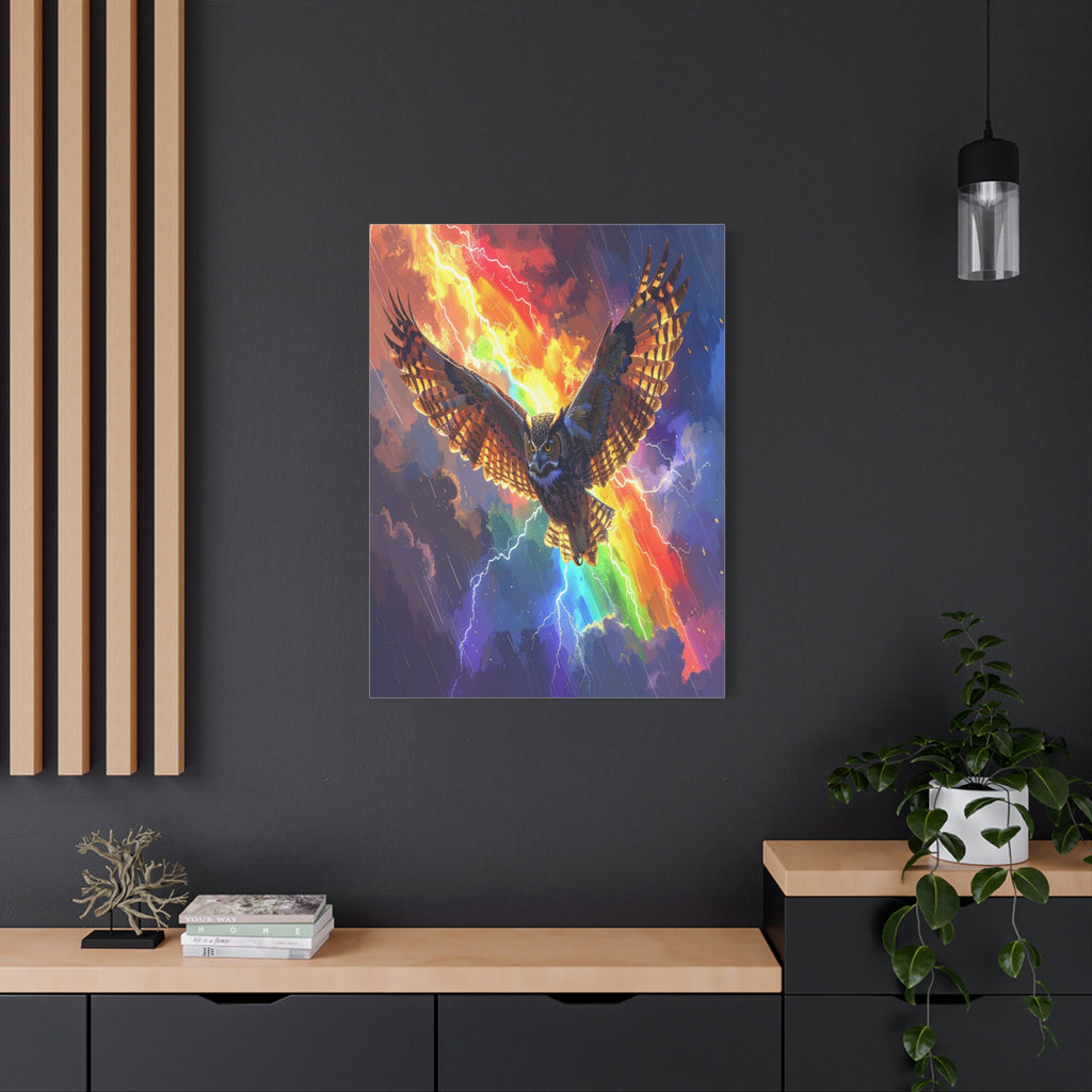 Thunder Spirit: Elemental Owl Ascension, Digital Fantasy Artwork - L’Art Suprême Canvas