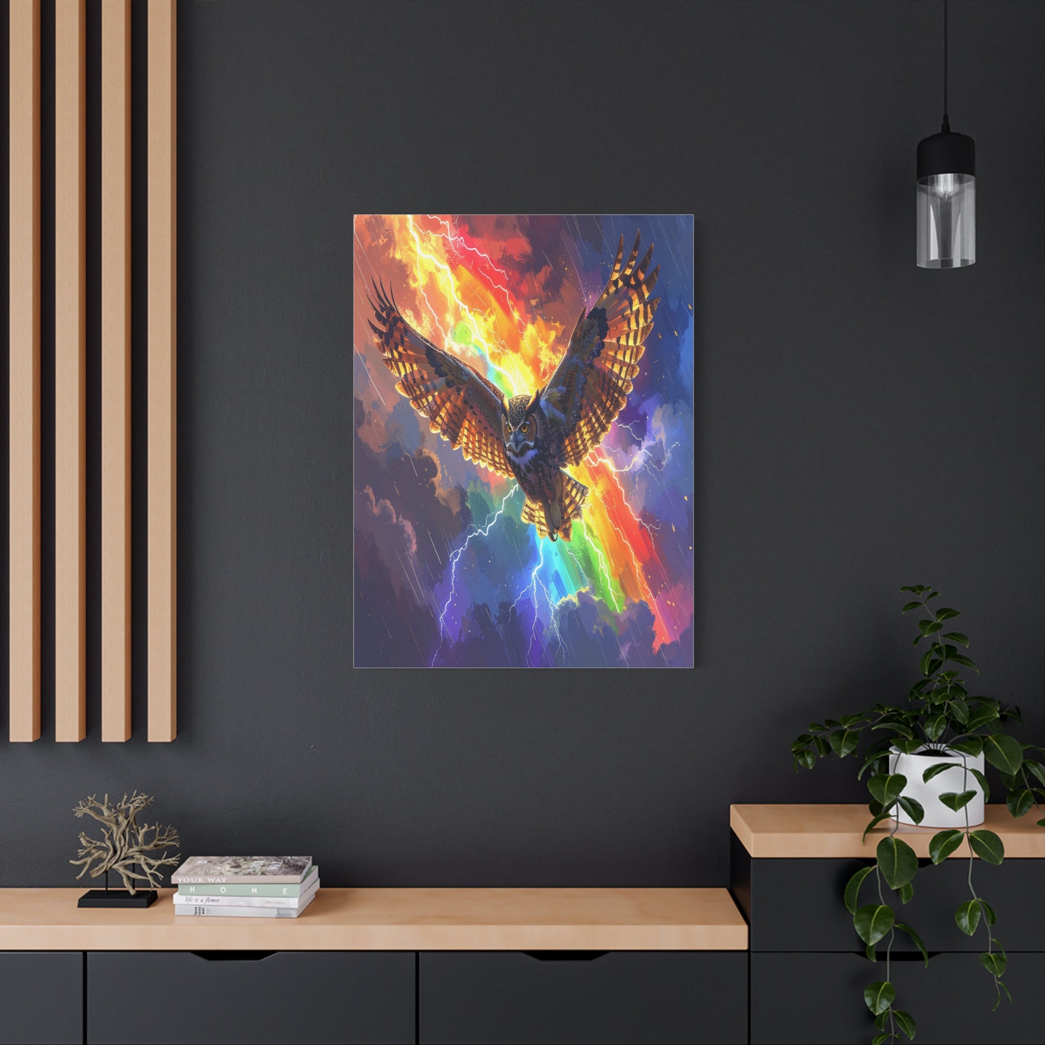 Thunder Spirit: Elemental Owl Ascension, Digital Fantasy Artwork - L’Art Suprême Canvas