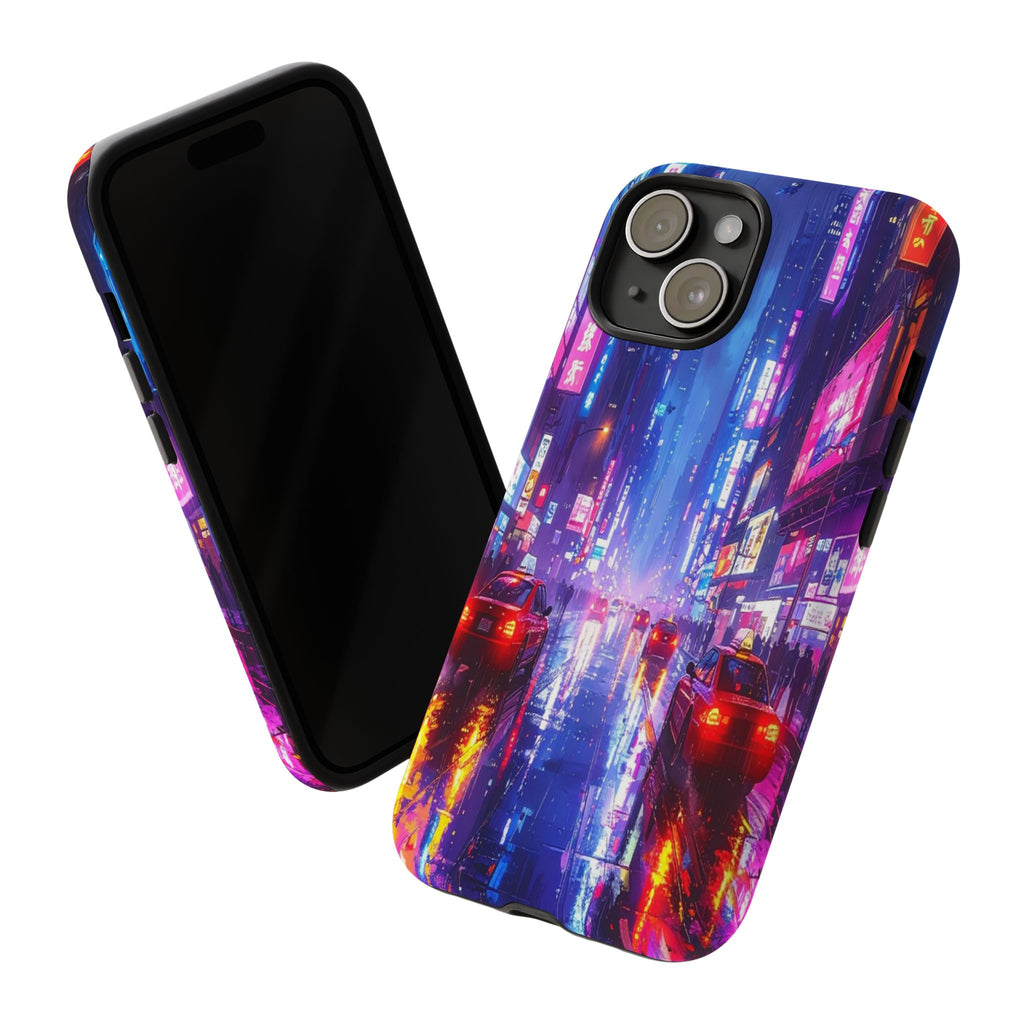 Neon Dystopia: Cyberpunk Metropolis, Urban Night Reflections - L’Art Suprême Phone Case
