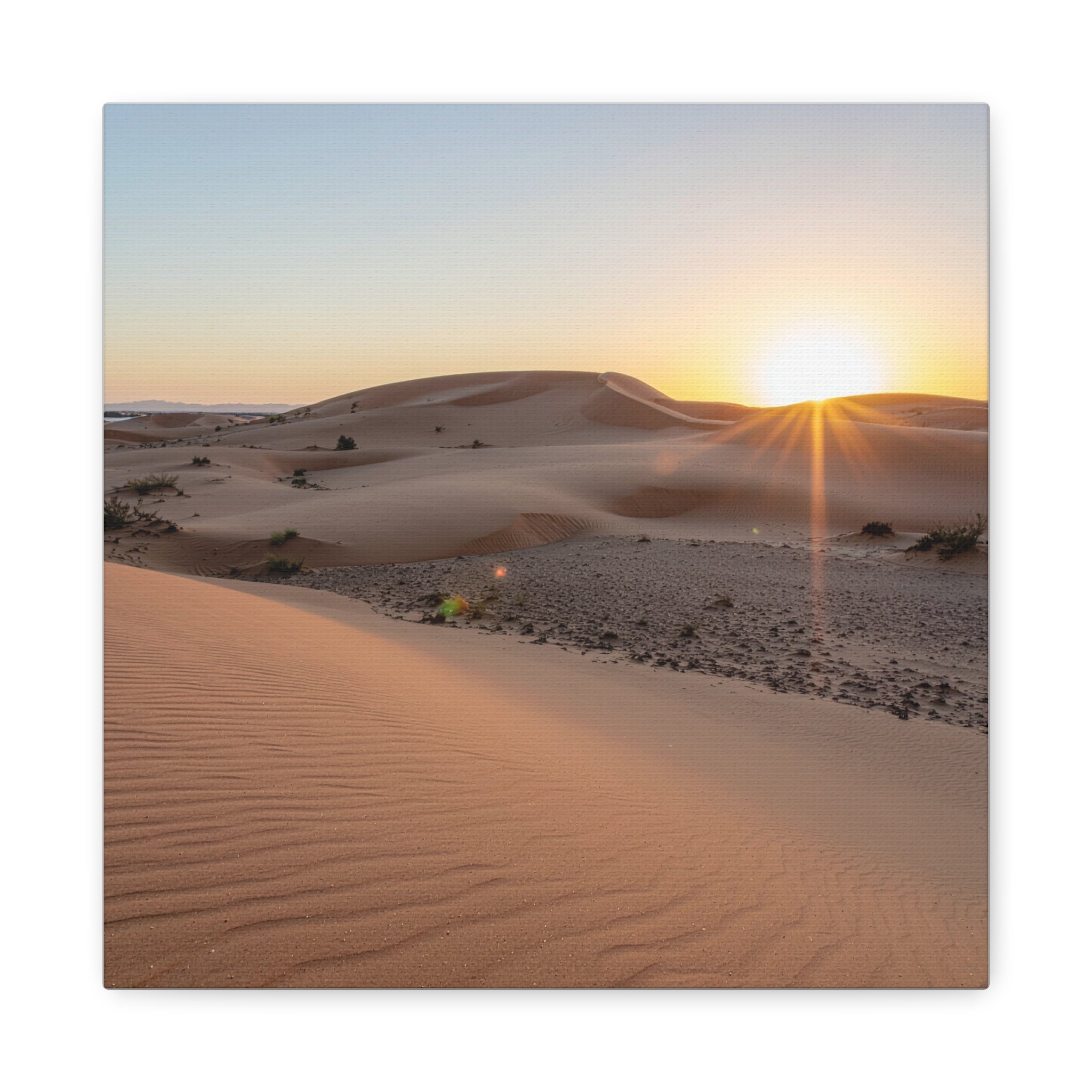 Daybreak in the Desert: Golden Sands at Sunrise, Arid Landscape Panorama - L’Art Suprême Canvas