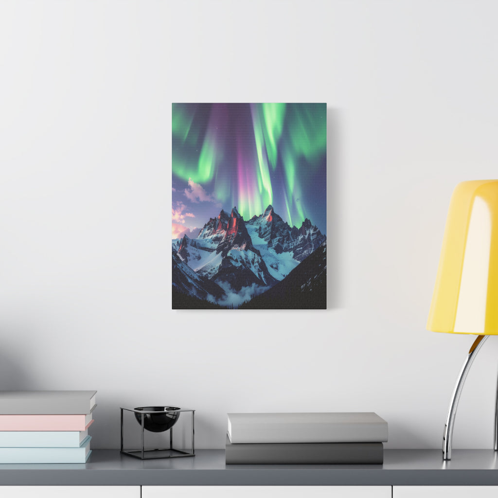 Celestial Symphony: Northern Lights Panorama, Alpine Aurora Wilderness - L’Art Suprême Canvas