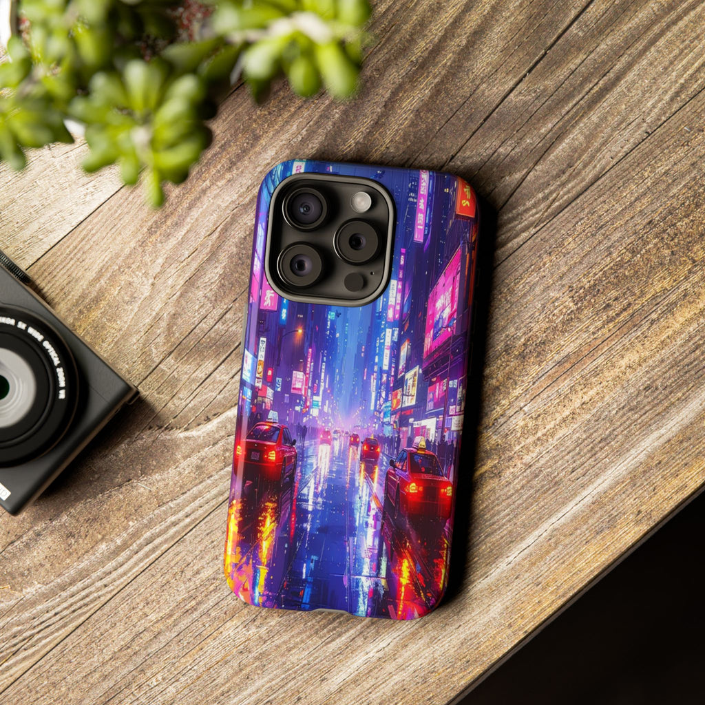 Neon Dystopia: Cyberpunk Metropolis, Urban Night Reflections - L’Art Suprême Phone Case