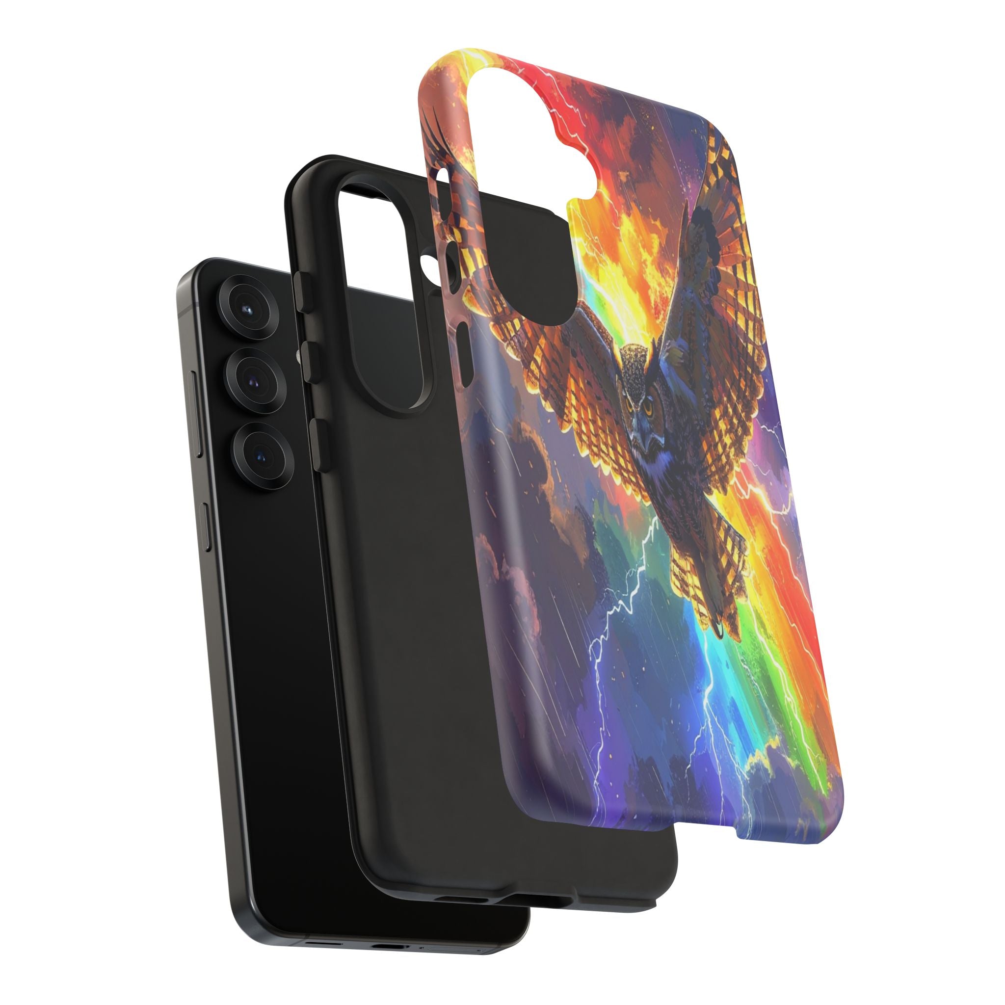 Thunderwing: Ethereal Owl in Electric Storm, Digital Fantasy Artwork - L’Art Suprême Phone Case