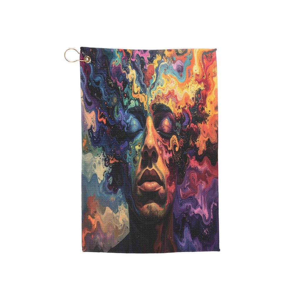 Transcendence in Color: Spiritual Portrait, Psychedelic Expressionism -  L'Art Golf Towel