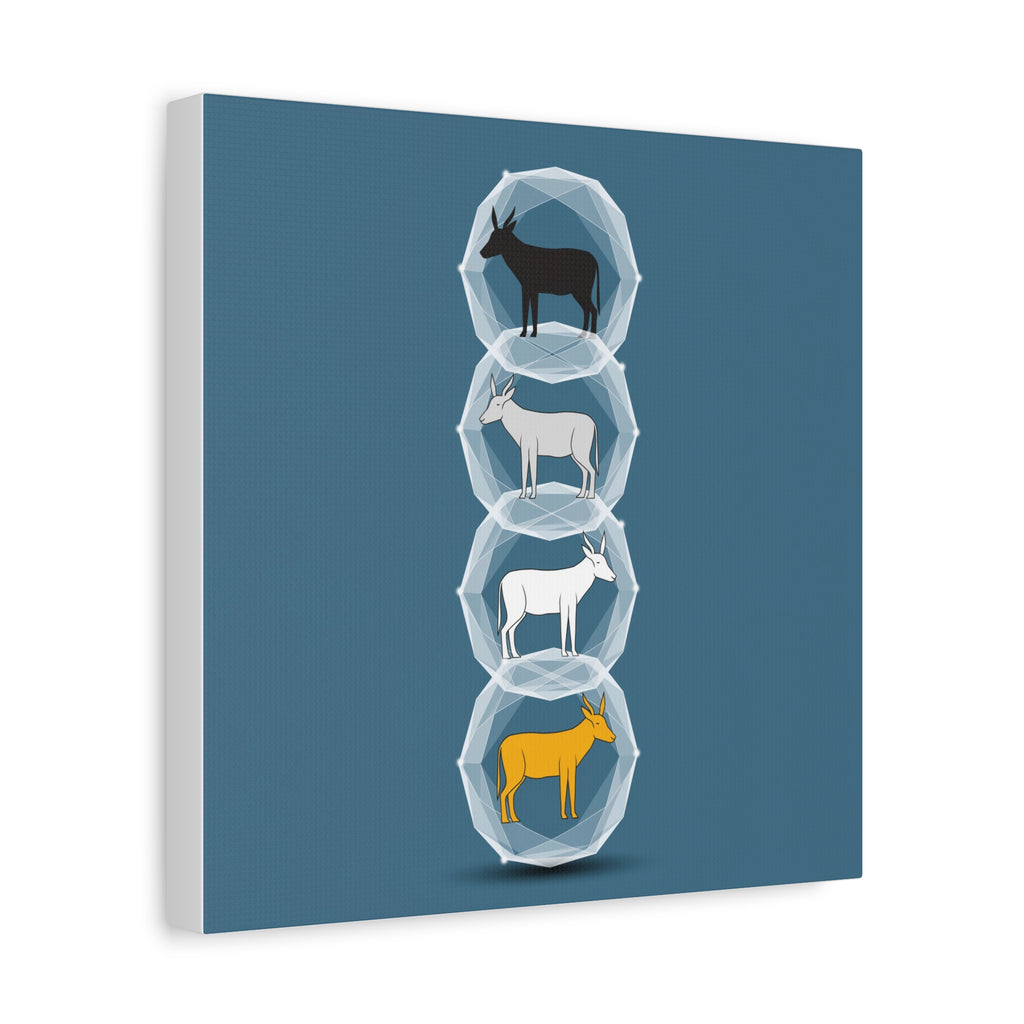 Encapsulated Ascent: Geometric Animal Silhouettes, Minimal Vertical Progression - L’Art Suprême Canvas