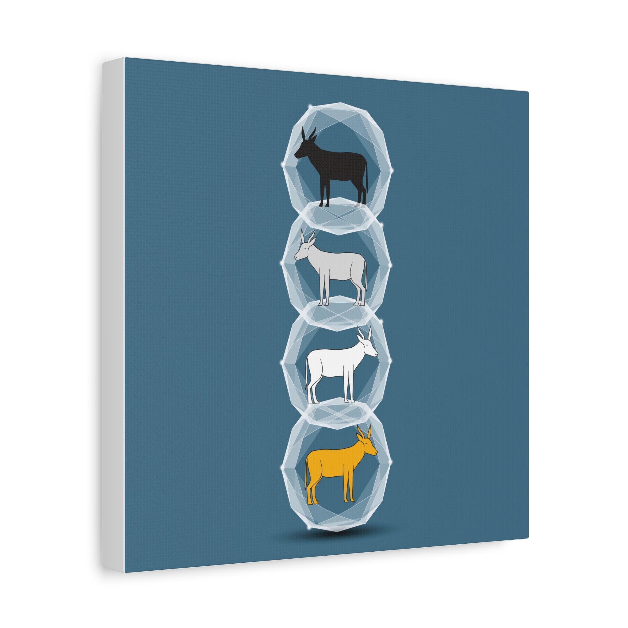 Encapsulated Ascent: Geometric Animal Silhouettes, Minimal Vertical Progression - L’Art Suprême Canvas