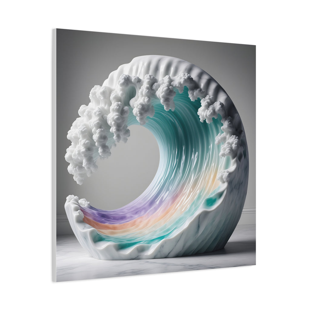 Oceanic Euphoria: Marble Wave Sculpture, Ethereal Aquatic Art - L’Art Suprême Canvas