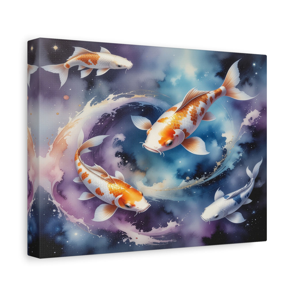 Cosmic Koi Symphony: Ethereal Underwater Space Journey, Digital Watercolor Fantasy - L’Art Suprême Canvas