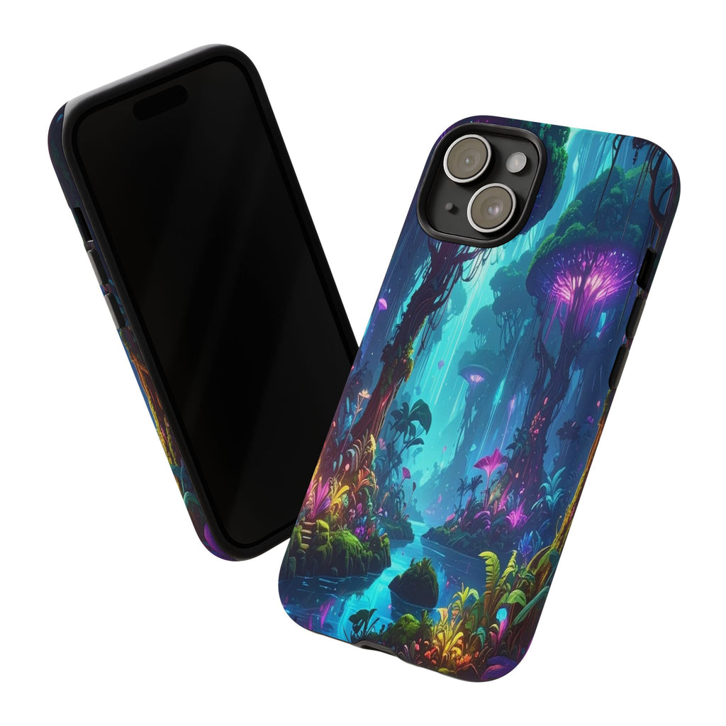 Bioluminescent Dreamscape: Ethereal Forest Fantasy, Digital Luminescence Illustration - L’Art Suprême Phone Case