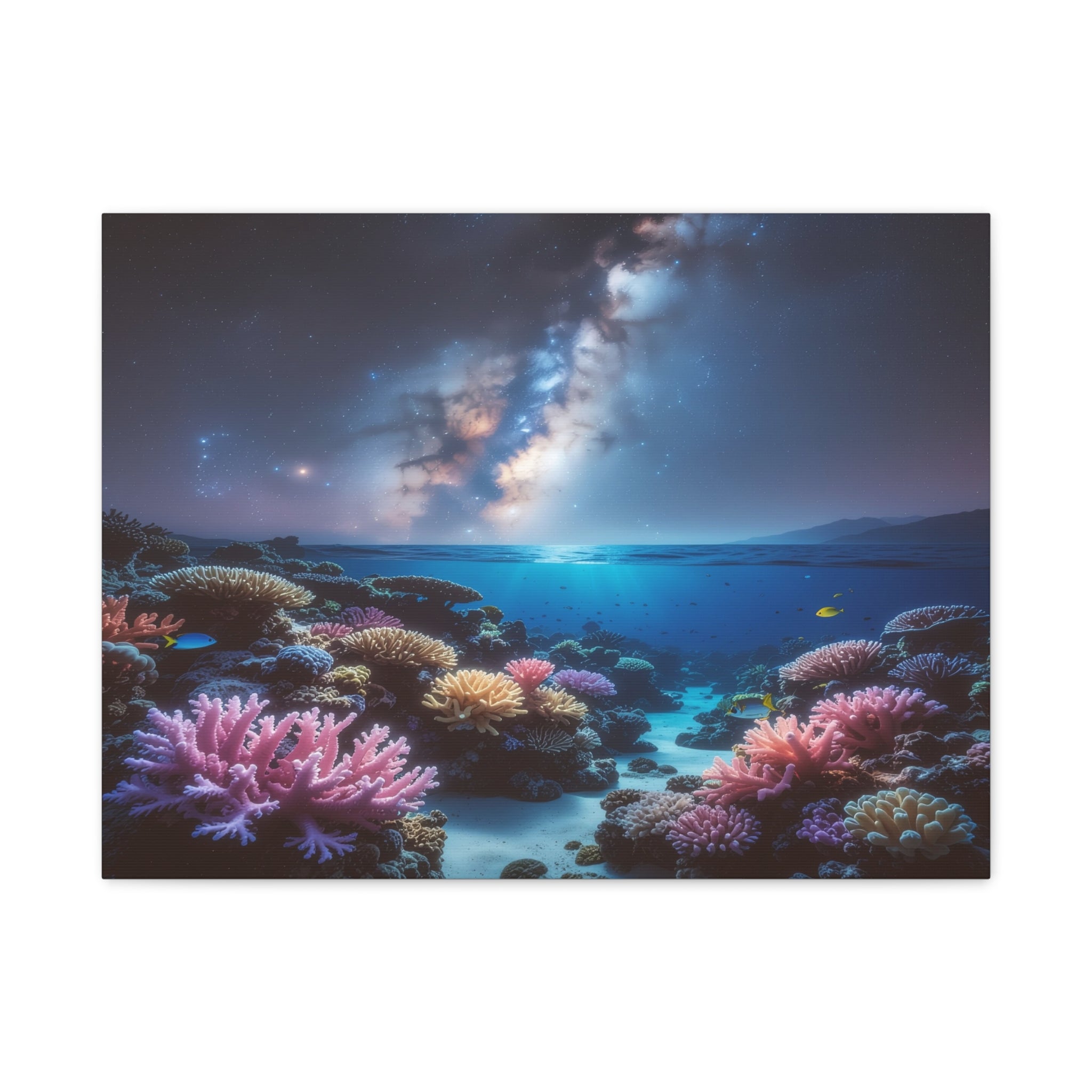 Cosmic Reef Harmony: Underwater Seascape Panorama, Milky Way Marine Dreamscape - L’Art Suprême Canvas