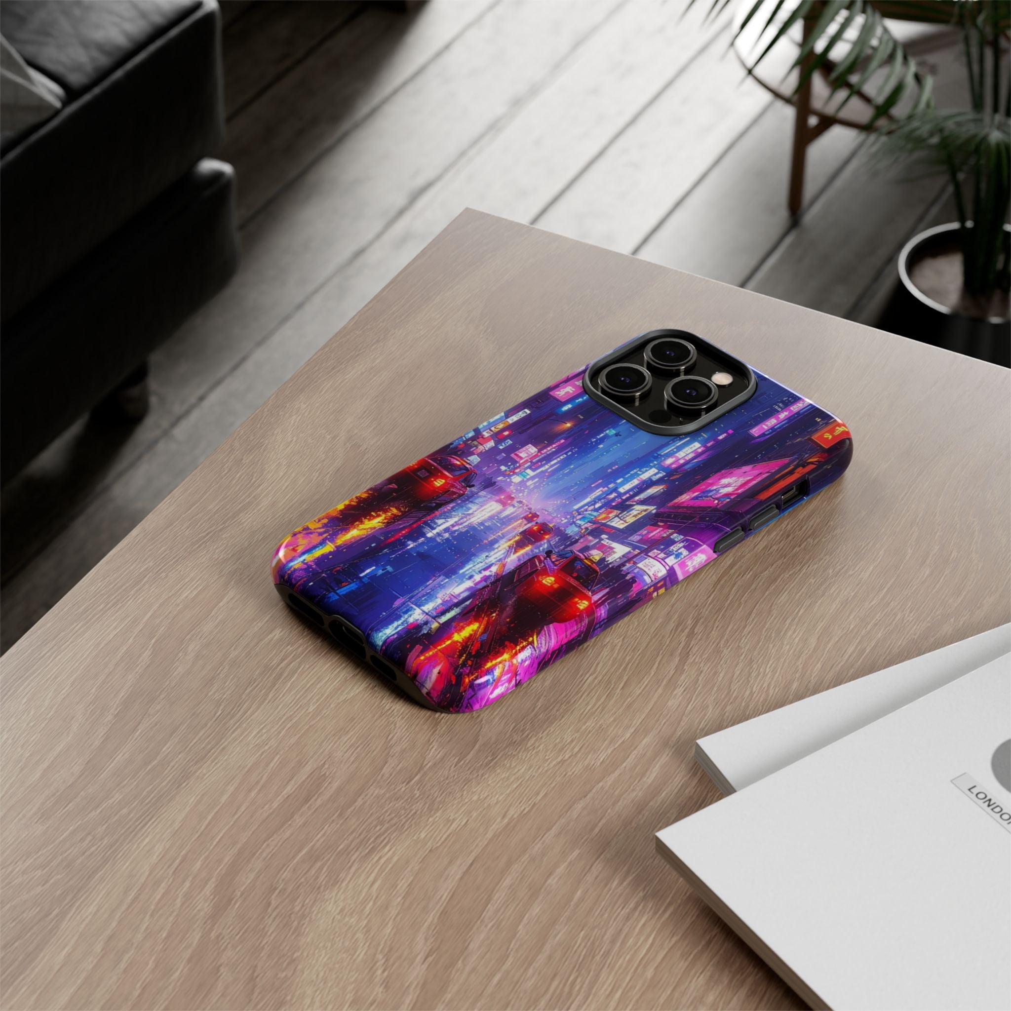 Neon Dystopia: Cyberpunk Metropolis, Urban Night Reflections - L’Art Suprême Phone Case